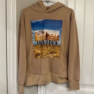 Tan Hoodie with Graphic Print